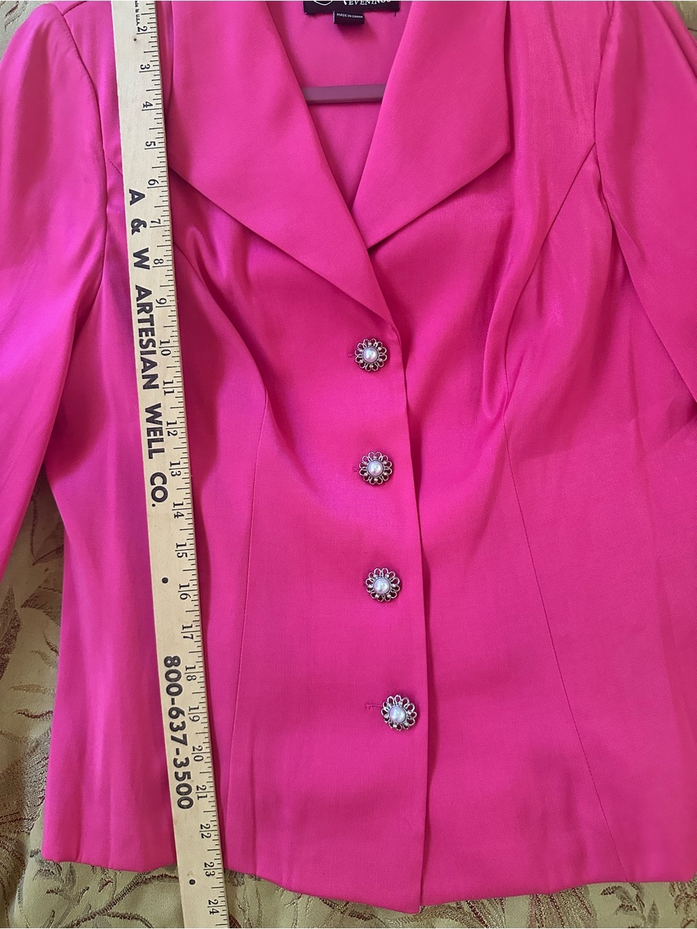 Alex Evenings Fuchsia Pearl-Button Blazer